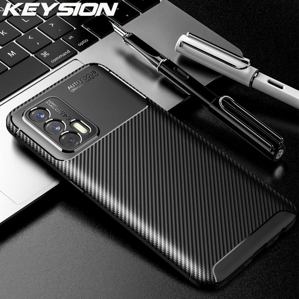KEYSION Shockproof Case For Realme GT GT Neo Carbon Fiber Texture Silicone Protection Phone back Cover for OPPO Realme GT 5G