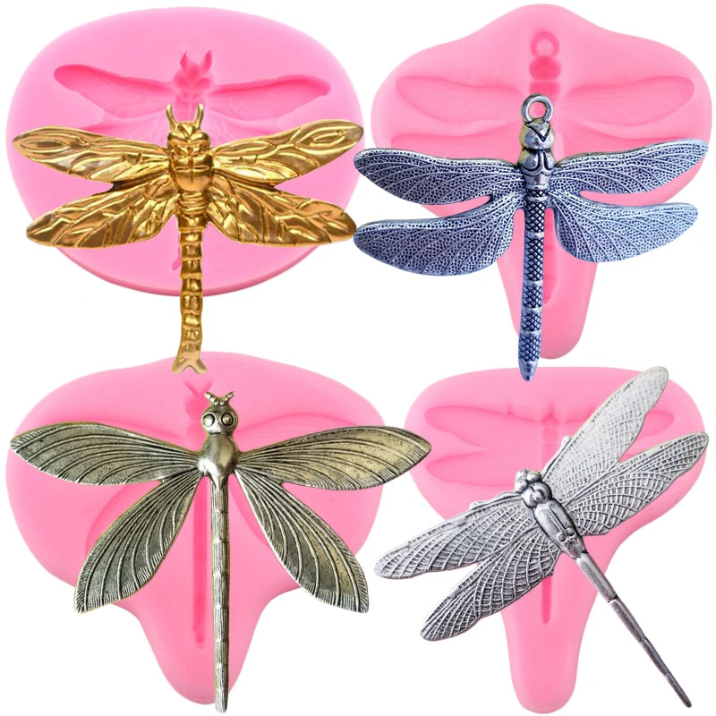 3D Craft Dragonfly Silicone Mold Fondant Cake Decorating Tools Cupcake Topper Candy Chocolate Gumpaste Molds Jewelry Resin Mould