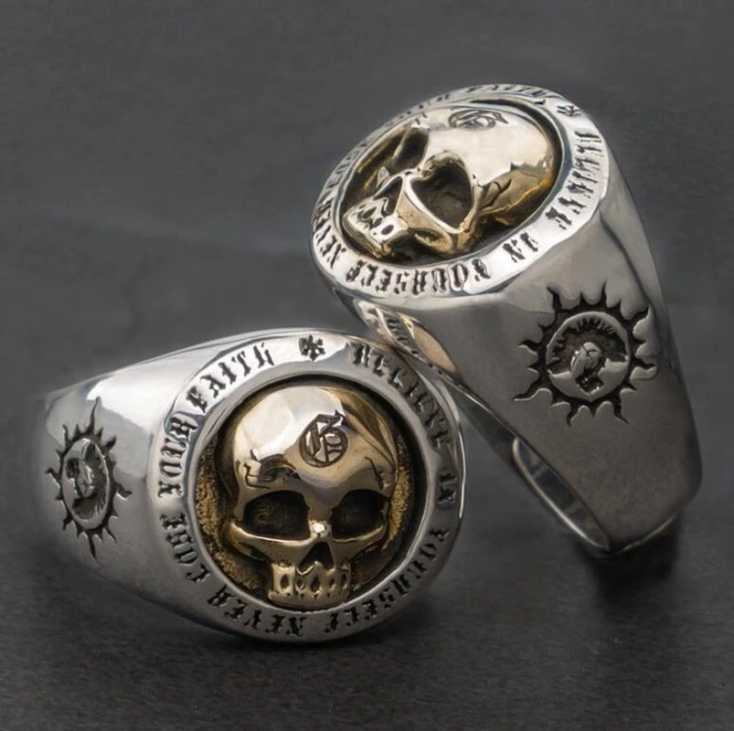 Metal Punk Top Quality Gothic Skull Ring Men Biker Jewelry
