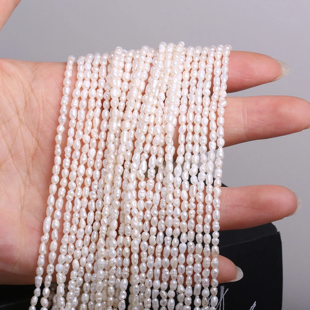 Natural Freshwater Pearl Rice-shaped Punch Loose Beads For Jewelry Making DIY Bracelet Earring Necklace Accessory