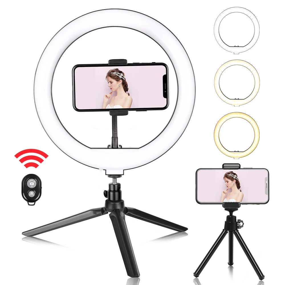 10inch Mini Selfie  LED Video Ring Light Lamp With Table Tripod  For YouTube Phone Live Photo Photography Studio