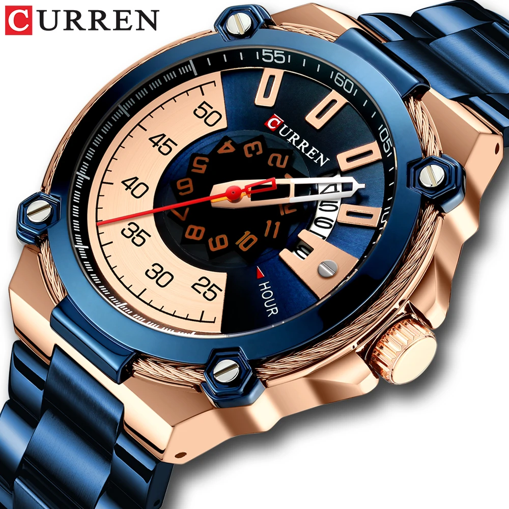 CURREN Design Watches Men's Watch Quartz Clock Male Fashion Stainless Steel Wristwatch with Auto Date Causal Business New Watch