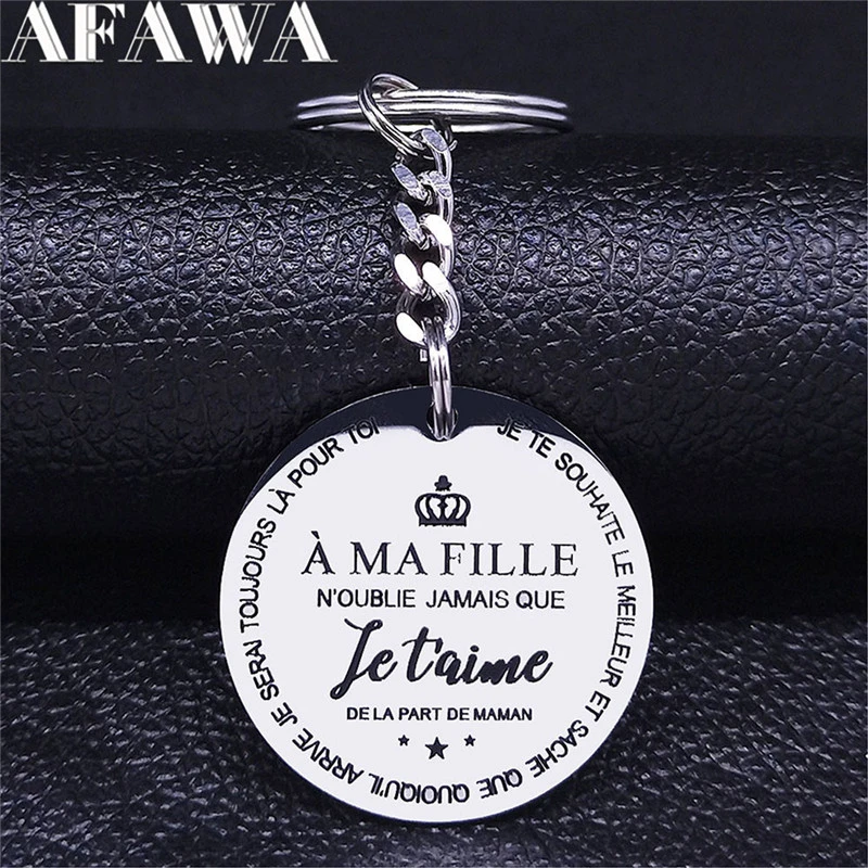 A MA FILLE Stainless Steel Key Chain for Mom/Daughter Silver Color Keychains Jewelry regalos para mujer K3300S01