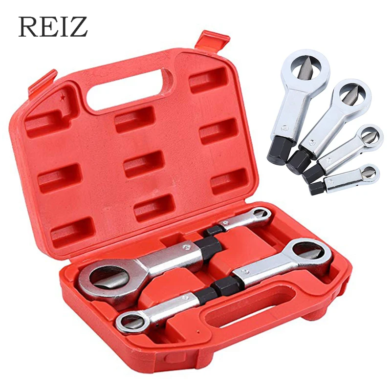 REIZ Nut Splitting Wrench Screw Cracking Spanner Set Adjustable Damaged Nut Remove Extractor Rust-Resistant Heavy Duty Tool Kit