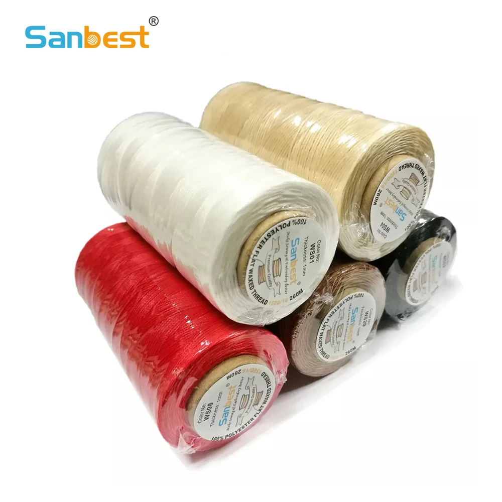 Sanbest Durable Leather Waxed Threads 1mm 260 Meter 22 Colors DIY Hand Work Tool Stitching Thread 150D/16 High Quality