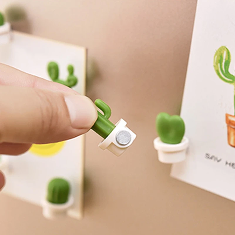 6pcs/Set 3D Cute Succulent Plant Rridge Message Board Reminder Refrigerator Magnet Button Cactus