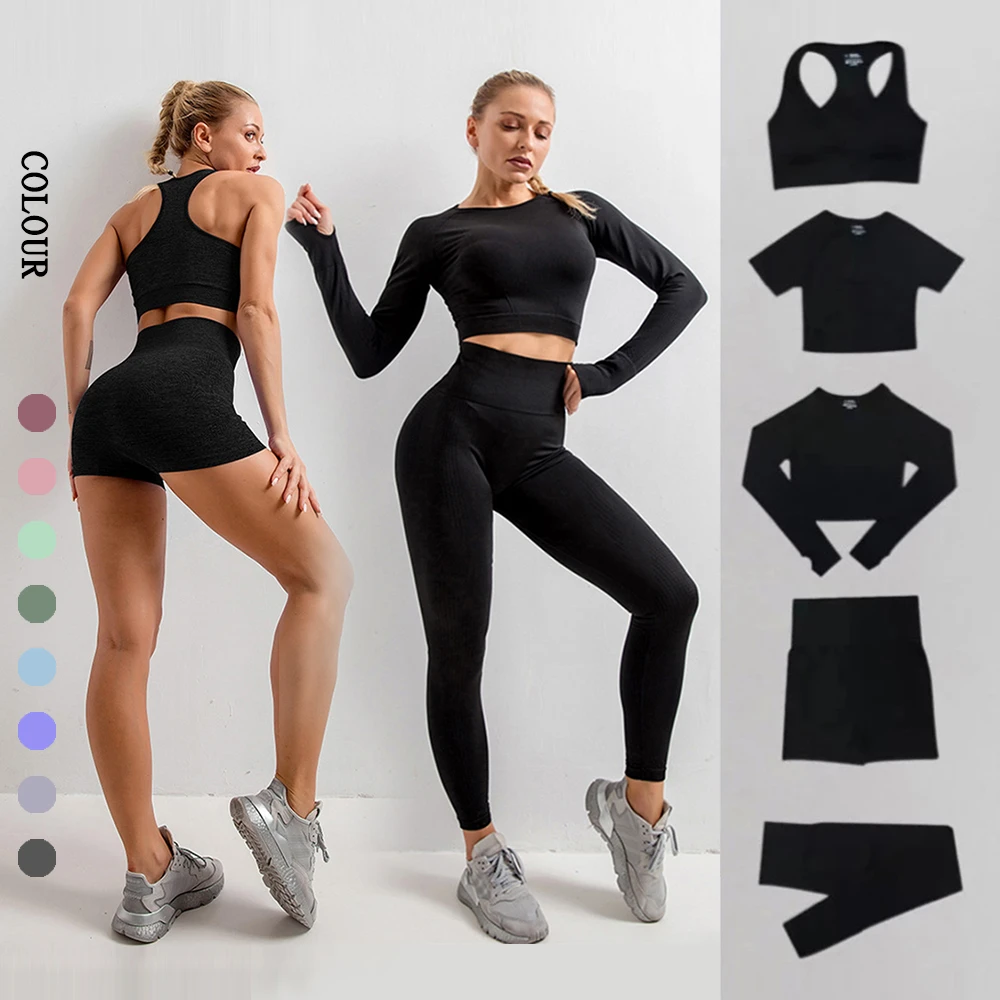 Seamless Yoga Set Gym Clothing Workout Clothes For Women Gym Set High Waist Sport Outfit Yoga Fitness Suit
