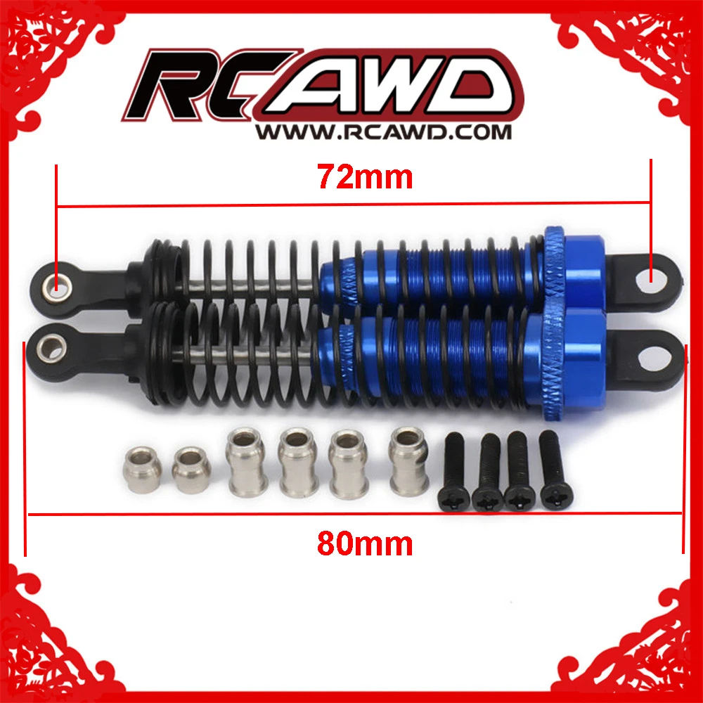 RCAWD Adjustable 80mm Alloy Aluminum Shock Absorber Damper For Rc Car 1/16 Traxxas Buggy Truck Hpi Hsp Losi Axial Tamiya Redcat