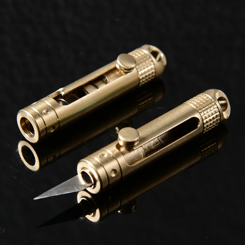 2020 MINI Brass Survival Pocket Knife CS Go Push Key Knife Portable Folding Knifes Pocketknife EDC Camp Survival Tool