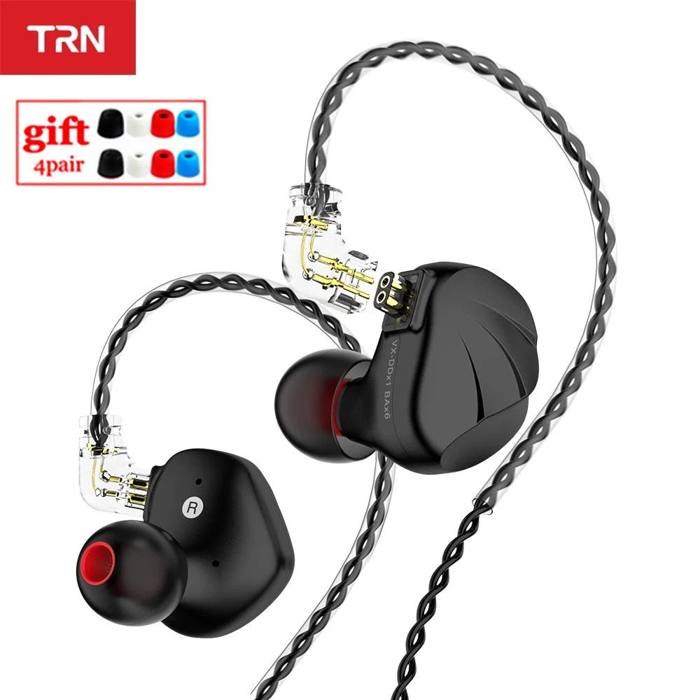 TRN VX 6BA 1DD Hybrid Unit In Ear Earphone IEM HIFI DJ Monitor Metal Running Sport Earphones Earplug Headset TRN BA8 V90 BA5 X6