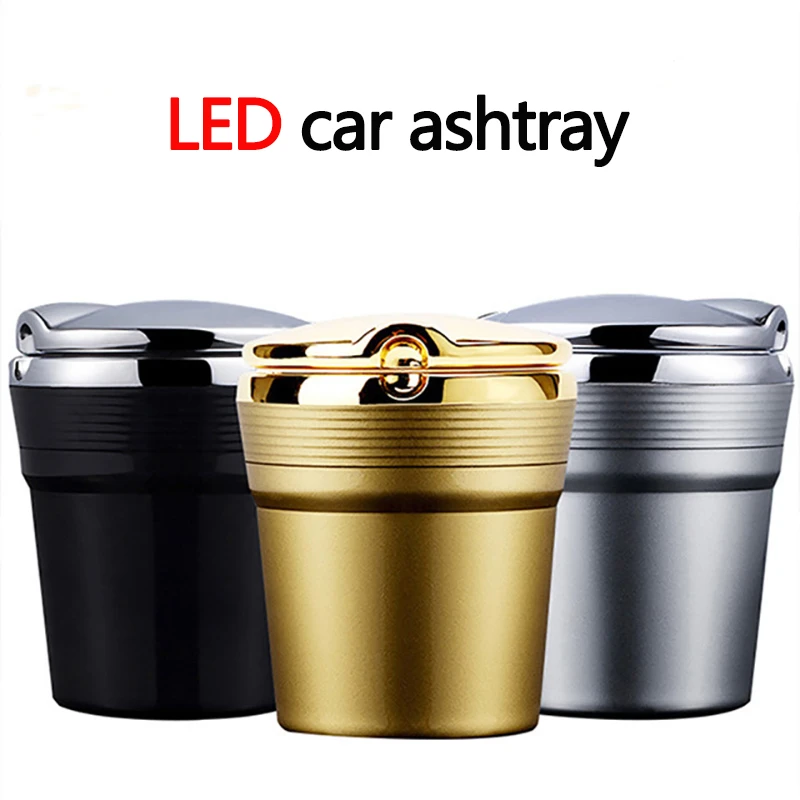 Universal Car Ashtray With Led Lights With Cover Creative Personality Covered Car Inside The Car multi-function Car Supplies