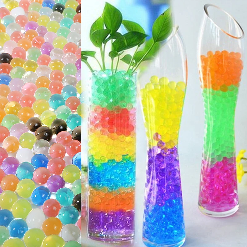 500Pcs Big Crystal Soil Mud Hydrogel Pearl Gel Kids Children Toy Water Growing Up Water Ball Beads Wedding Home Party Decoration