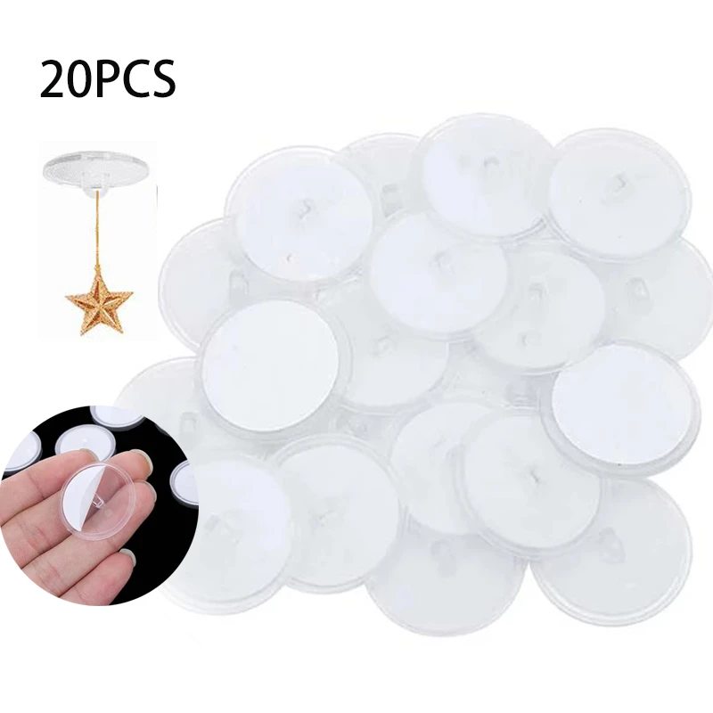 20PCS Self-adhesive Small Disc Hook Ceiling Transparent Strong Hook  Christmas Seamless Hanging Flag Hooks Household Products