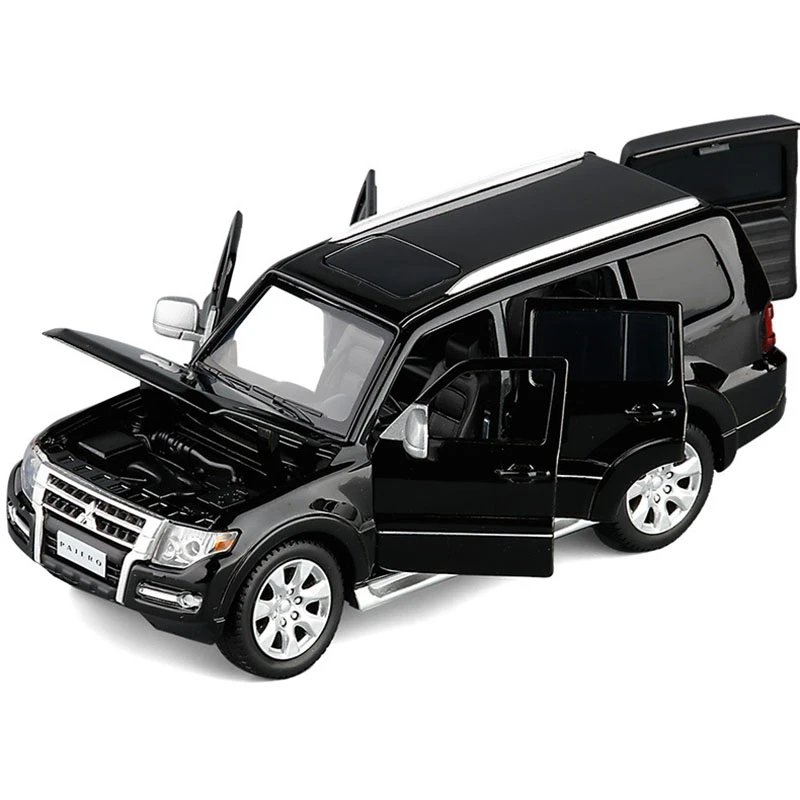 1/32 Pajero V97 SUV Model Toy Car Alloy Die Cast Sound Light Steering Shock Aabsorber Off Road Toys Vehicle