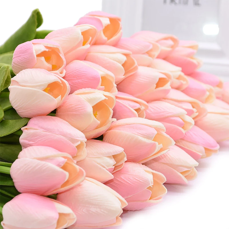 5/10/20/30pcs Artificial Flowers Real Touch PU Tulips Fake Flower Bouquet For Wedding Party Decor Supplies Home Garden Ornaments