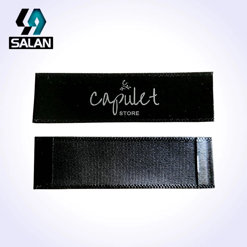 Custom Logo Print Sewing Single Satin Ribbon Fabric for Cloth Label and clothing Tags Free Shipping