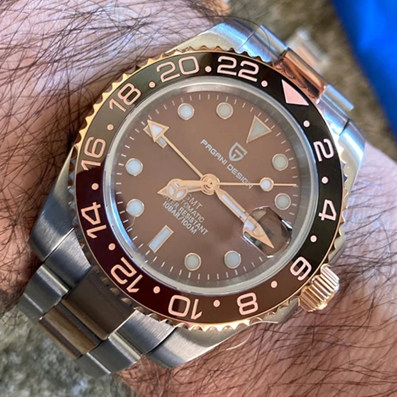 PAGANI DESIGN GMT 40mm Mechanical Wristwatch PD-1662 Men's Top Brand Stainless Steel Sports Waterproof Watch Relogio Masculino