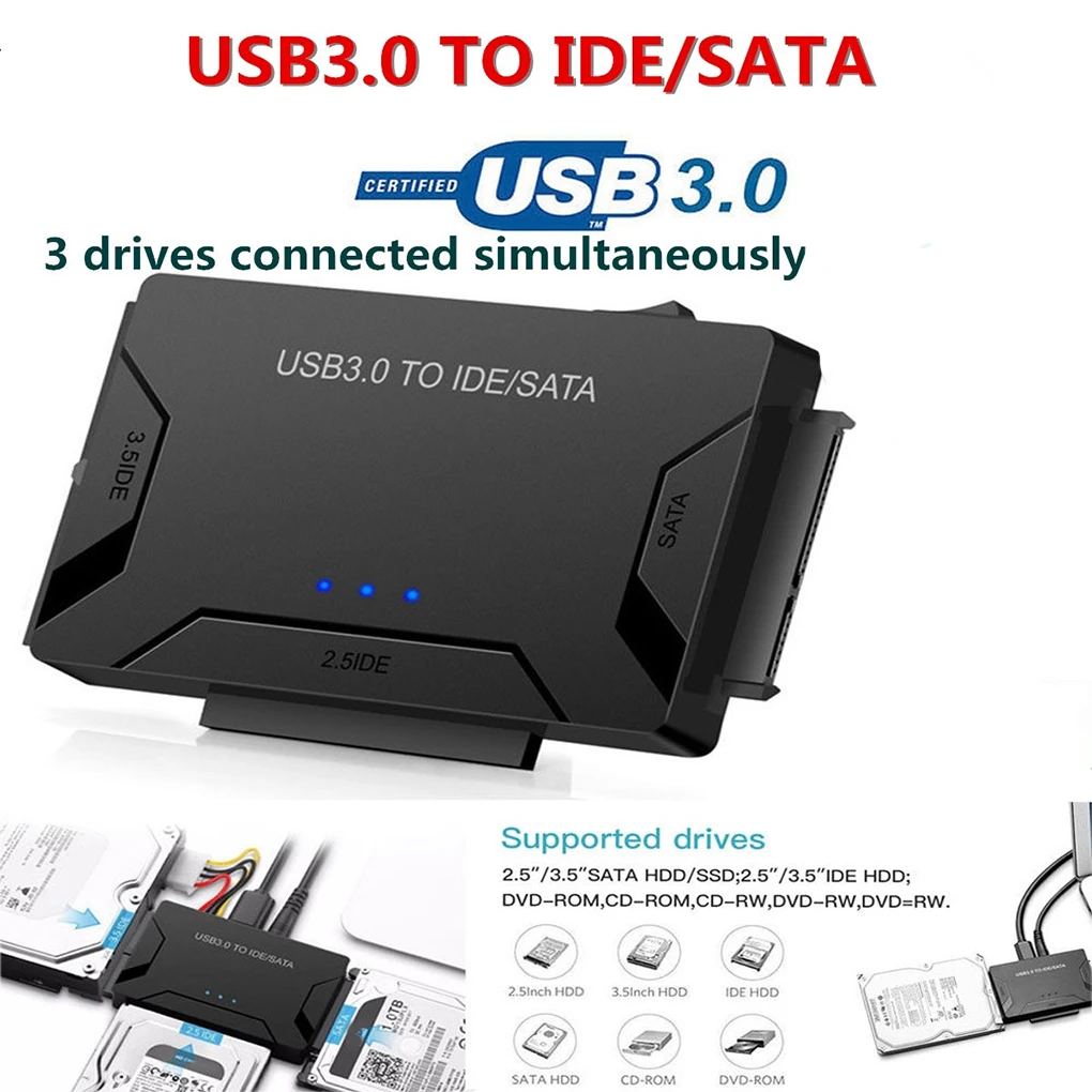 USB3.0 to SATA/IDE HDD Hard Disk Drive Converter 2.5/3.5inch External Hard Disk Case Box 5 GBPS High Speed US/EU/UK Plug