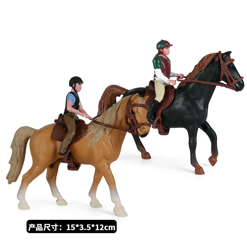 Hollow Farm People Animal Figures Toy Riding Horse Figurine Rider Action Figures Model Educational Model Doll For Kids Gift