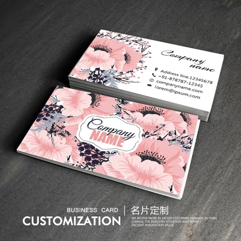 Free Printing 200pcs/lot Paper business card 300gsm paper cards with Custom logo printing 90x54mm