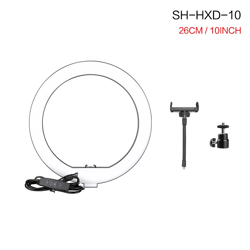 SH 26cm 10 Inch Ring Light With Tripod Stand Usb Charge Selfie Led Dimmable Photography Video Lamp For Streaming Photography