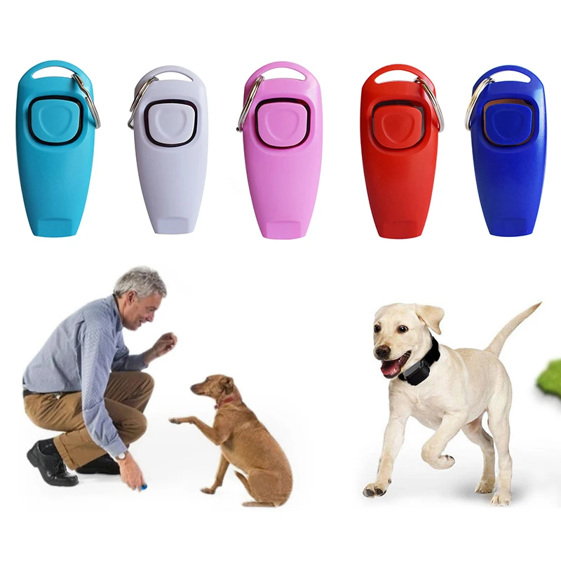 Hot Sale Dog Training Whistle Clicker Pet Dog Trainer Help Guide With Key Ring Drop Shipping Treat Bags Dog Supplies
