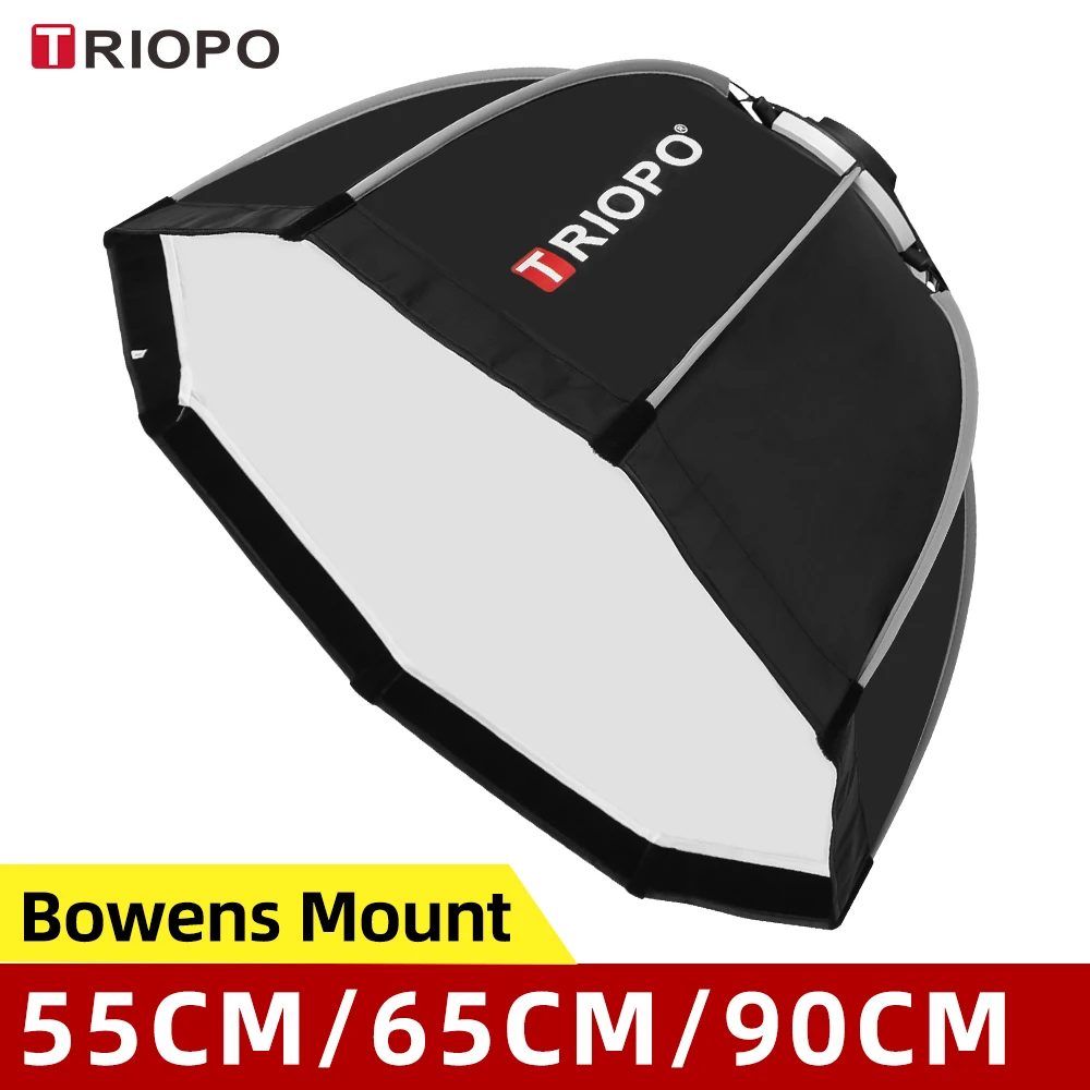 Triopo 55cm 65cm 90cm 120cm Photo Bowens Mount Portable Octagon Umbrella Outdoor SoftBox + Carrying Bag for Studio Flash Softbox