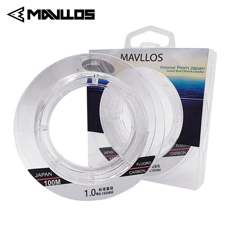 Mavllos 50m 100m 100% Monofilament Fluorocarbon Fishing Line Fishing Leader Fluorocarbon Line Carbon Fiber Sink Line Invisible