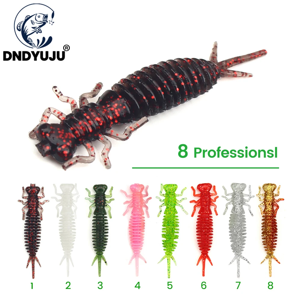DNDYUJU 4pcs Larva Soft Lures 55mm Artificial Lures Fishing Worm Silicone Swimbait Jigging Plastic Baits Fishing Accessories