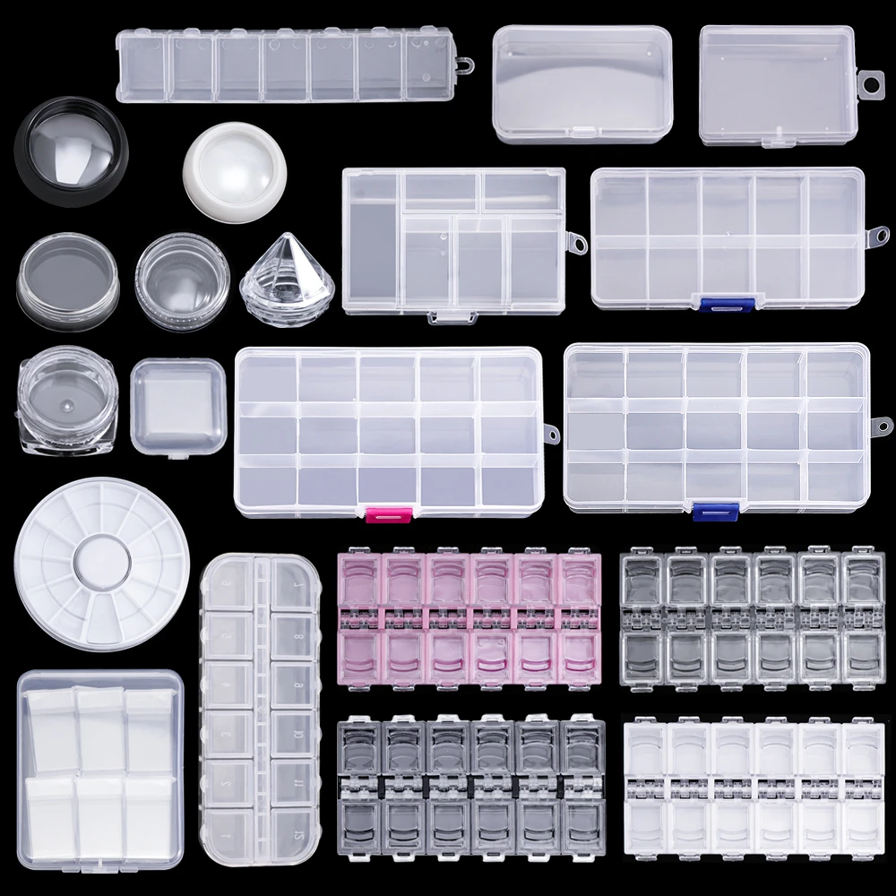 1Pcs Transparent Nail Art Empty storage Case Box Rhinestones Gems DIY Jewelry Accessories Plastic Organizer Box Manicure Tool