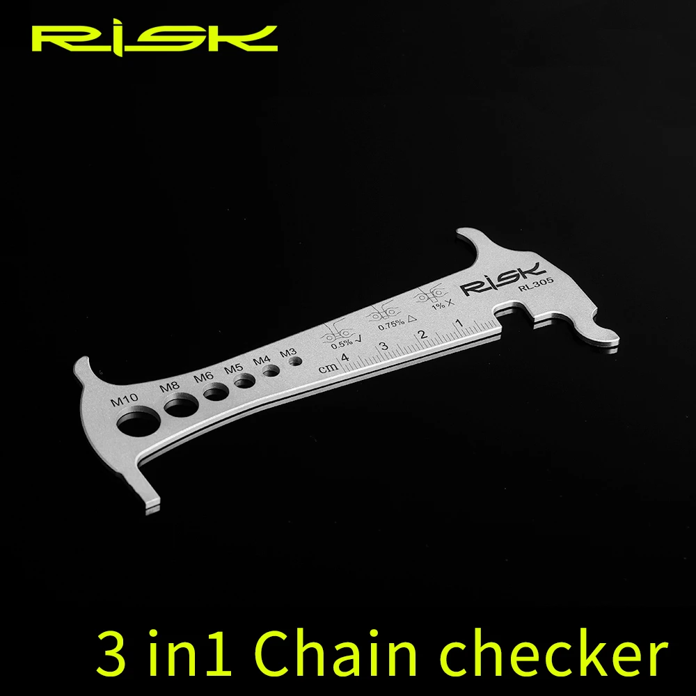 Risk Stainless Steel Go/No-go Bike  3 in 1 Chain Checker MTB Bike Road Bicycle Chain Wear Loss Indicator Checker W/Chain Hook