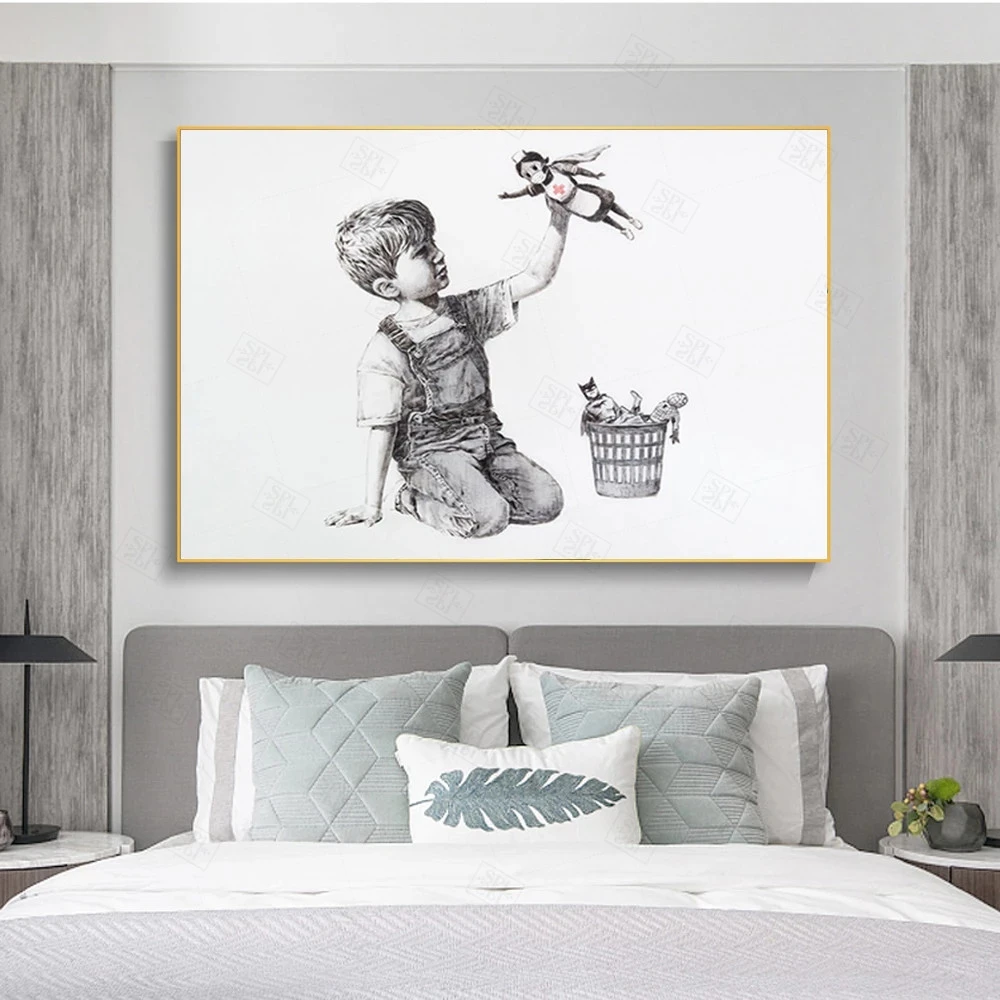 Banksy Game Changer Nurse Tribute Canvas Painting Posters and Prints Wall Art Pictures for Living Room Bedroom Home Decoration