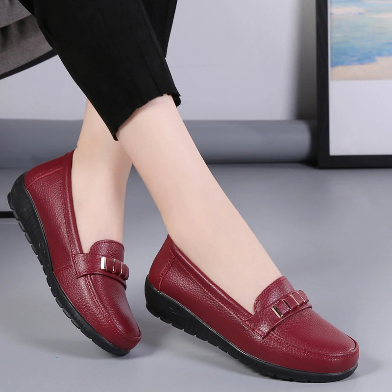 Sneakers women flats shoes genuine leather non-slip solid casual shoes ladies loafers 2021 flats woman shoes zapatos de mujer