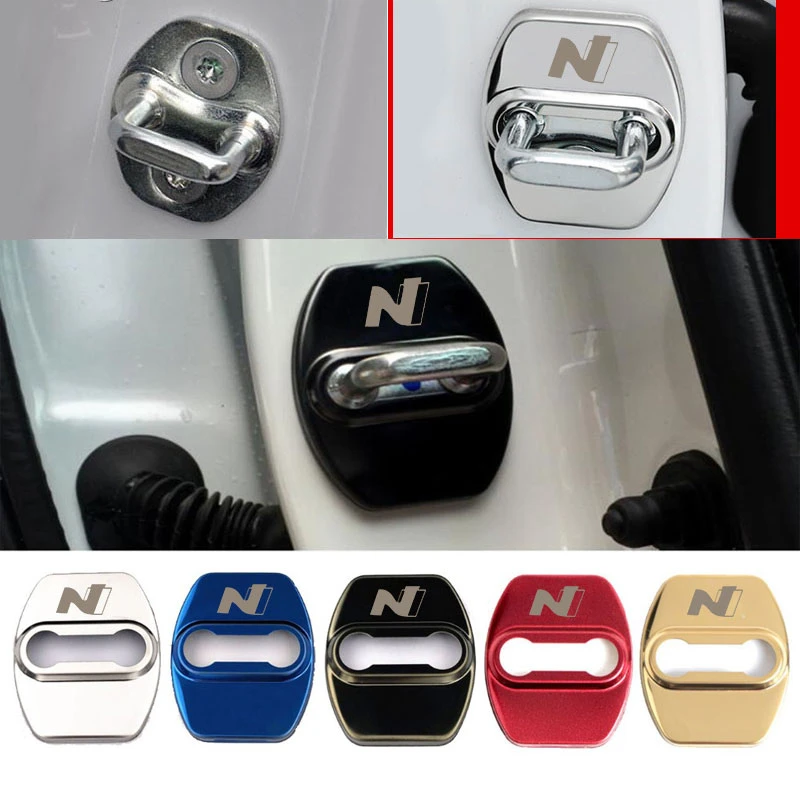 4pcs car door lock cover for Hyundai Tucson  Creta I20 I30 N line Nline logo buckle case Emblem sticker Accessories auto styling