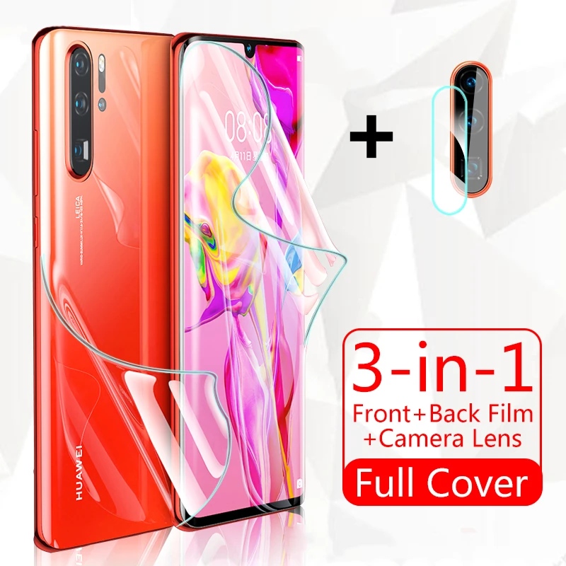 3-in-1 Front+Back+Lens Protective Hydrogel Film For For Huawei Y8P Y6 Pro 2019 Y7 Y9S y9 Y8 p y8p 2020 Protector Film Not Glass