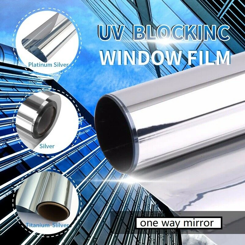 UV Blocking Mirror Reflective Window Film Silver One Way Vision Solar Window Tint Glass Vinyl Privacy Sticker DIY Decor for Home