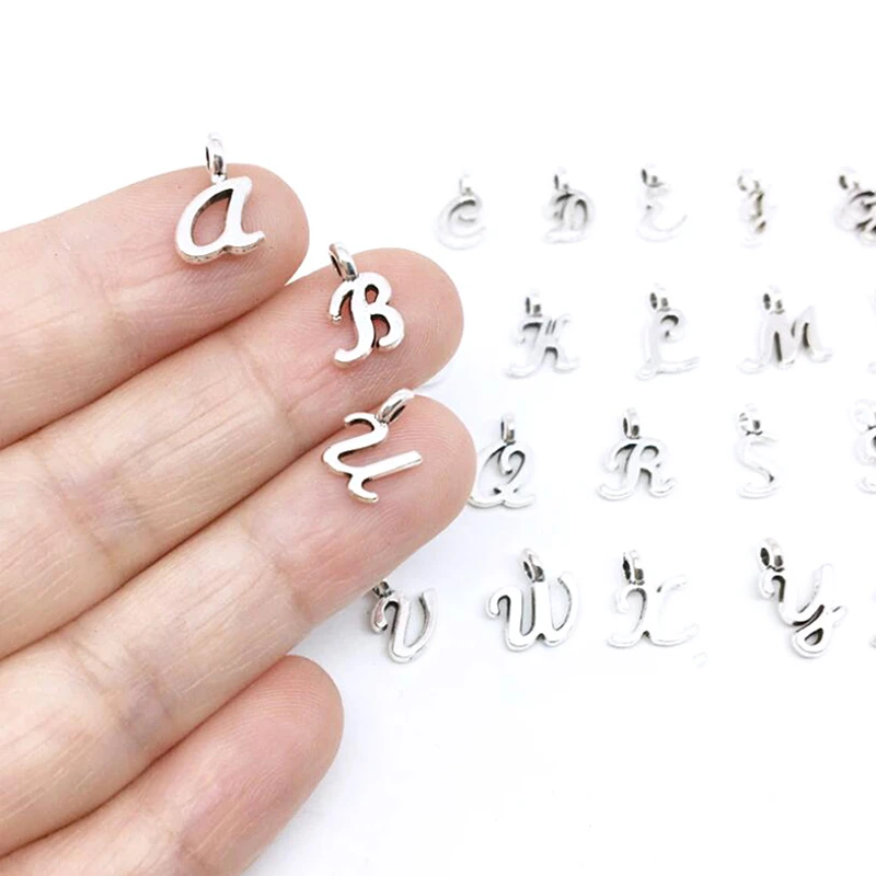 26Pcs 26 English Alphabet Letters Charms Pendants DIY Handmade Jewelry Craft Bracelet Fashion Jewelry Making A-Z For Women Man