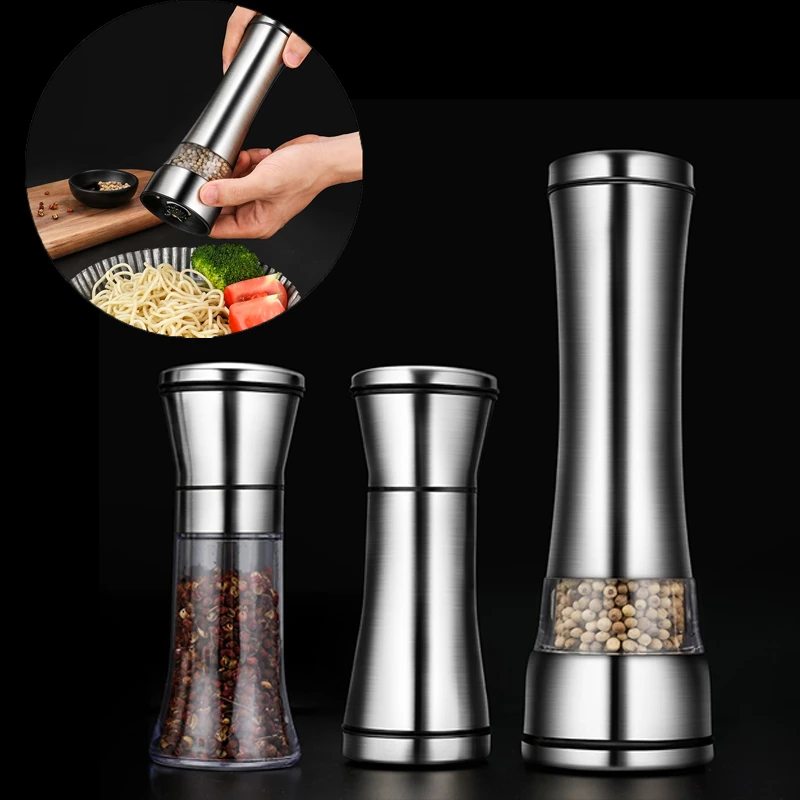 Stainless Steel Salt and Pepper Grinders Spice Jar Containers Bottle Pepper Salt Shakers for Kitchen Cooking Utensils & Gadgets