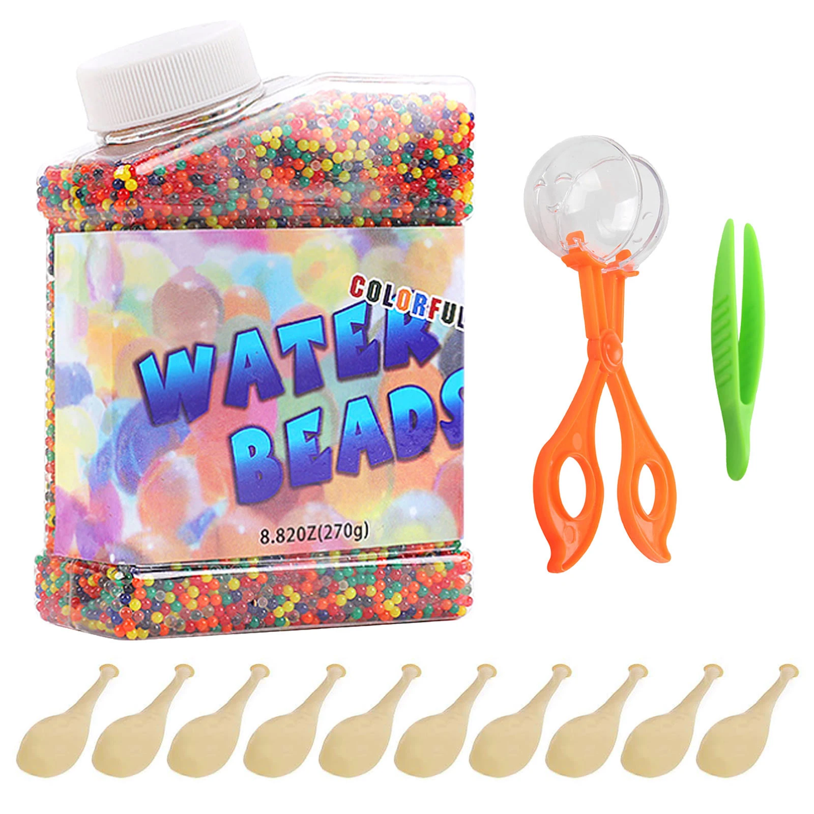 50,000pcs Mix Color Water Beads Gel Water Growing Balls with Scissors Clip Tweezers for Kids Toys Fish Tank Vases Plant Decor