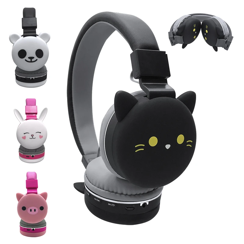 Wireless Cat Ear Headphones Bluetooth Young People Kids Foldable Stereo Headset 3.5mm Plug With Mic FM Radio