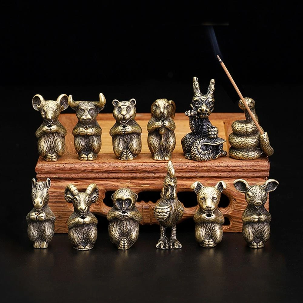 Metal Incense Stick Holder Mini Chinese Zodiac Animal Incense Burner Joss Stick Incenses Holder for Home Decoration Accessories