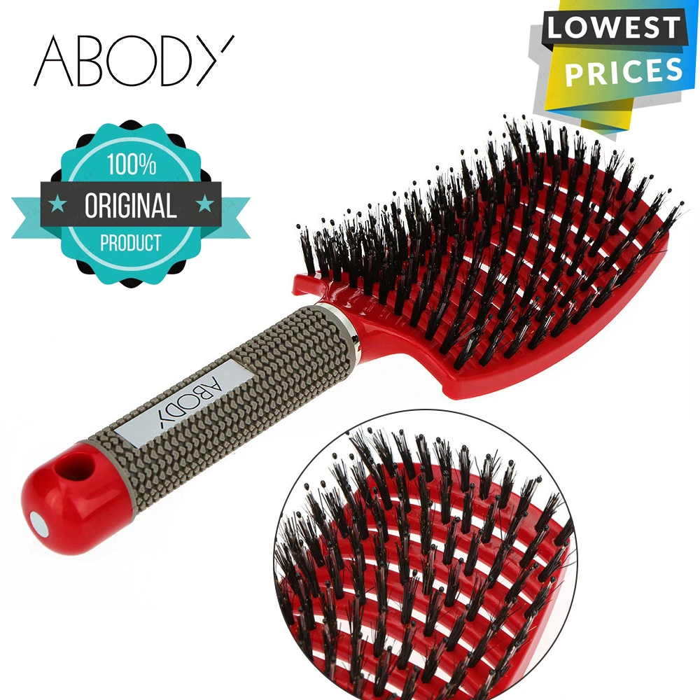 Abody hair brush Massage Comb Nylon Hairbrush Women Wet Curly Detangle Hair Brush Massager For Salon Household Styling Tools