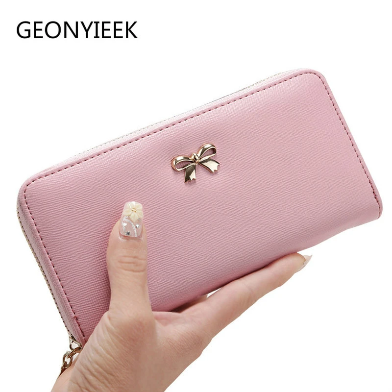 2021 Women Long Clutch Wallets Female Fashion PU Leather Bowknot Coin Bag Phone Purses Famous Designer Lady Cards Holder Wallet