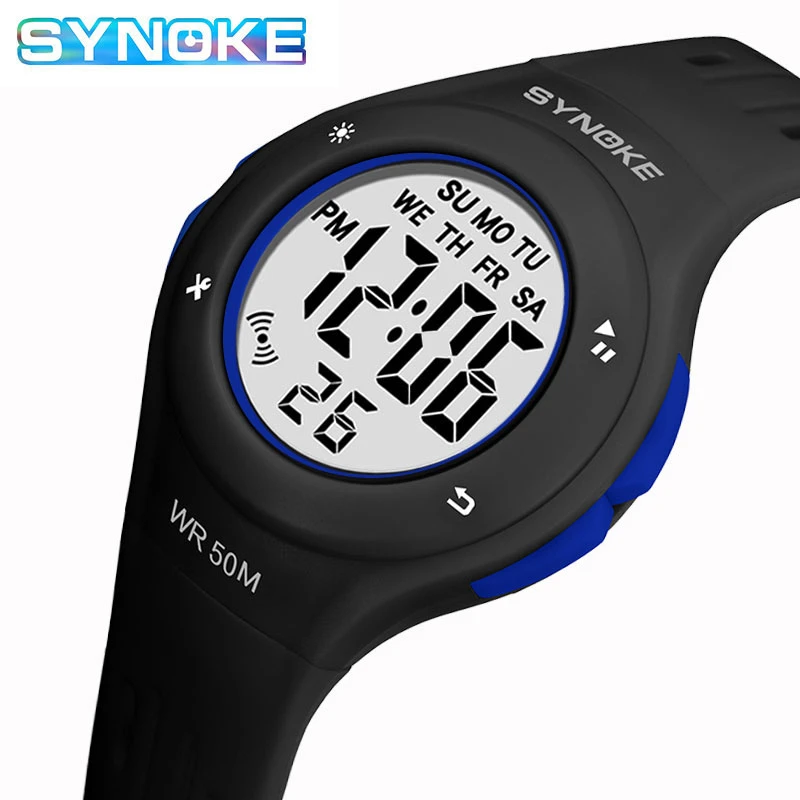 SYNOKE Children LCD Electronic Digital Watch Sport Watches Stop Watch Luminous 5Bar Waterproof Kids Wristwatches For Boys Girls