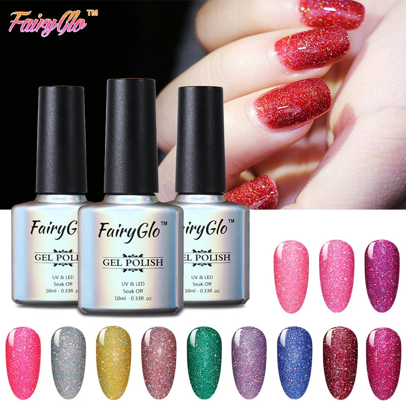 FairyGlo 10ml Neon Gel Polish Lacquer Semi Permanent Glitter UV Gel Nail Polish Paint Gellak Hybrid Varnish Nail Art Manicure