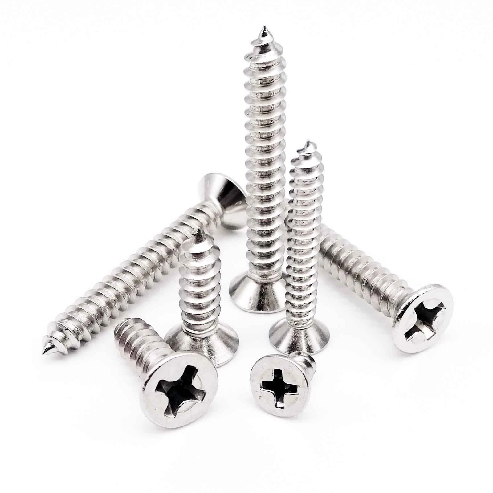 5/10/50/100X M2 M2.5 M3 M3.5 M4 M5 M6 304 stainless steel Cross Phillips Flat Countersunk Head Self tapping Furniture Wood Screw