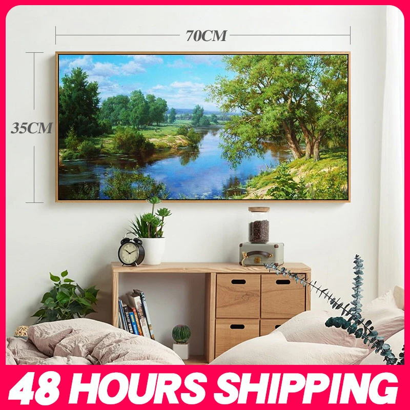 Meian Cross Stitch Embroidery Kits 14CT Landscape River Cotton Thread Painting DIY Needlework DMC New Year Home Decor VS-0040