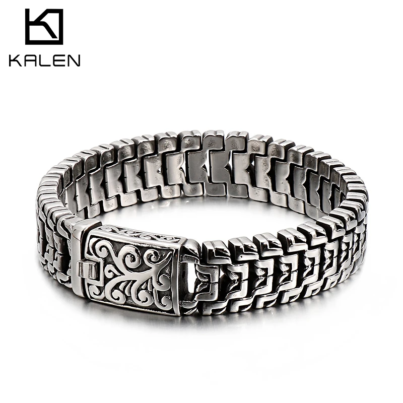 KALEN Punk High Polished Arrow Shaped Bracelet Men 22cm Stainless Steel Bike Chain Bilezik Boho Male Jewellry Accessories 2019