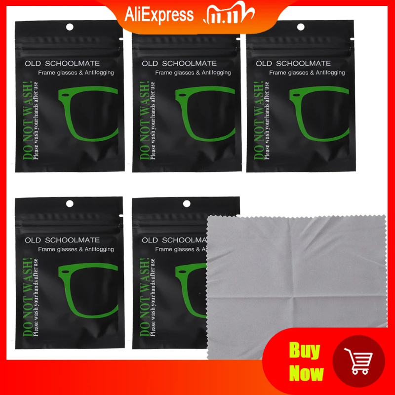 5Pcs Reusable Anti-Fog Wipes Glasses Pre-moistened Antifog Lens Cloth Defogger Eyeglass Wipe Prevent Fogging for Glasses