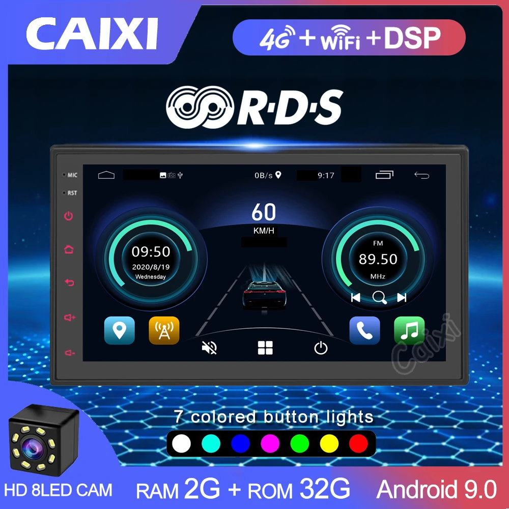 2 Din Android 9.0 2GB RAM Car Multimedia Video Player  2DIN  Universal Radio GPS For Toyota   Nissan Volkswagen Hyundai Kia LADA